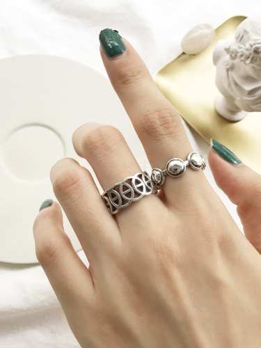 925 Sterling Silver Round Artisan Geeky Ring