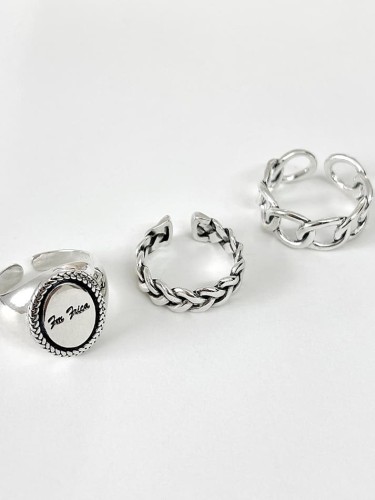 925 Sterling Silver Hollow Irregular Vintage Band Ring