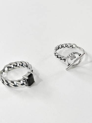 925 Sterling Silver  Hollow Irregular Vintage Band Ring