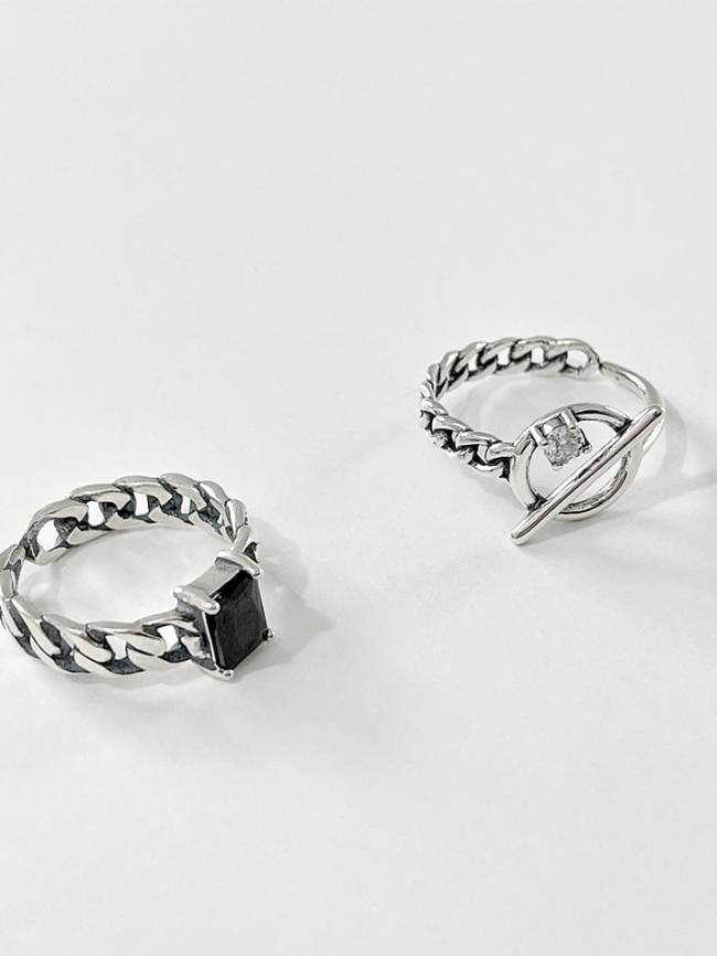 925 Sterling Silver  Hollow Irregular Vintage Band Ring