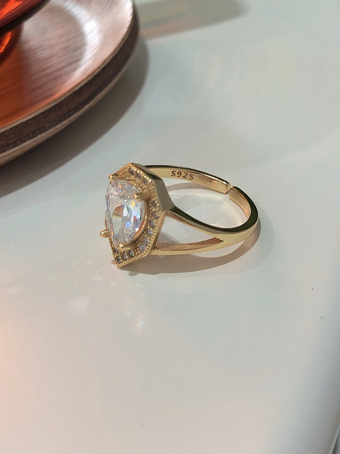 925 Sterling Silver With Gold Plated Personality Irregular Free Size Rings