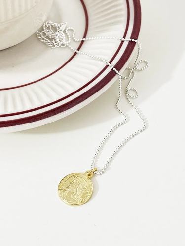 925 Sterling Silver Portrait Ethnic Bead  Chain Necklace