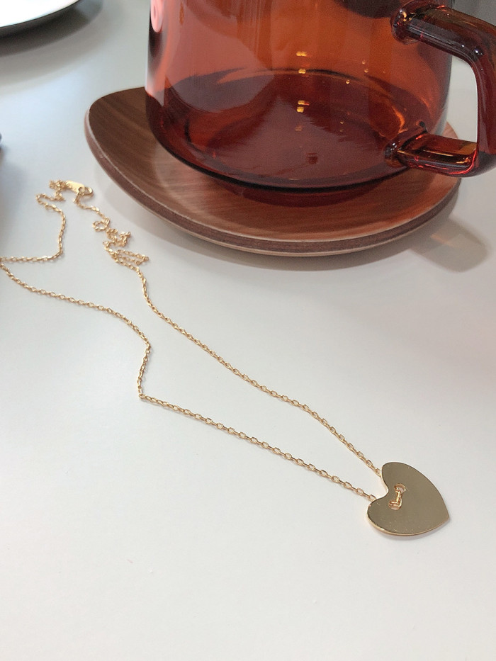 925 Sterling Silver With Gold Plated Simplistic Heart Necklaces
