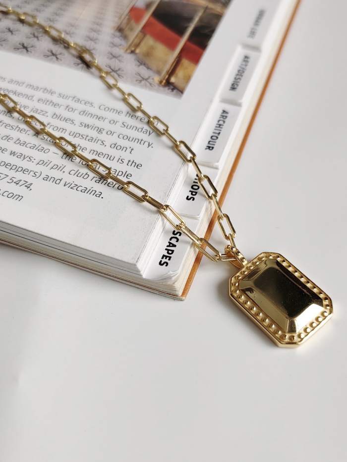 925 Sterling Silver Simple glossy geometric pendant  Necklace