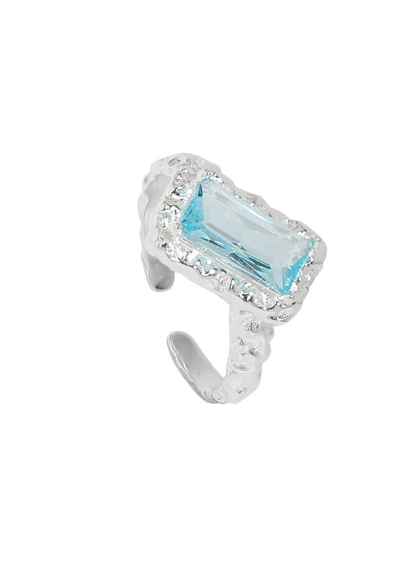 925 Sterling Silver Glass Stone Geometric Vintage Band Ring