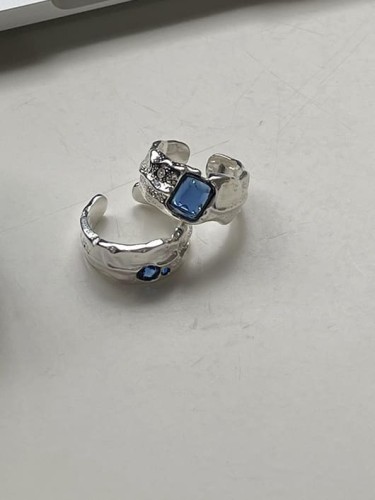 925 Sterling Silver Glass Stone Special Shaped Vintage Band Ring