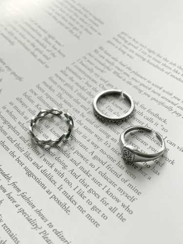 925 Sterling Silver Geometric Vintage  Free Size Midi Ring
