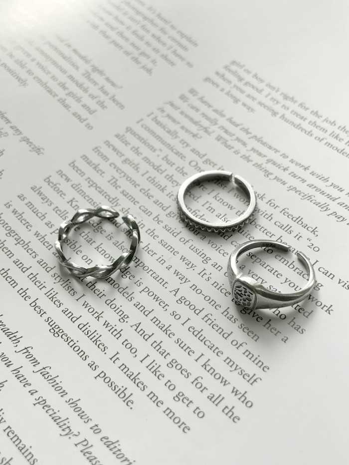 925 Sterling Silver Geometric Vintage  Free Size Midi Ring