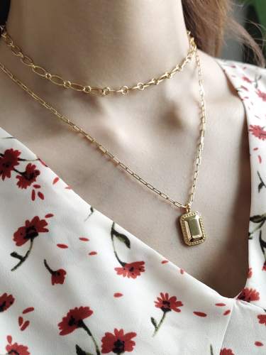 925 Sterling Silver Simple glossy geometric pendant  Necklace