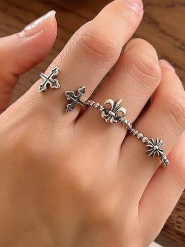 925 Sterling Silver Cross Vintage Band Ring