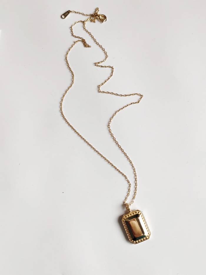 925 Sterling Silver Simple glossy geometric pendant  Necklace