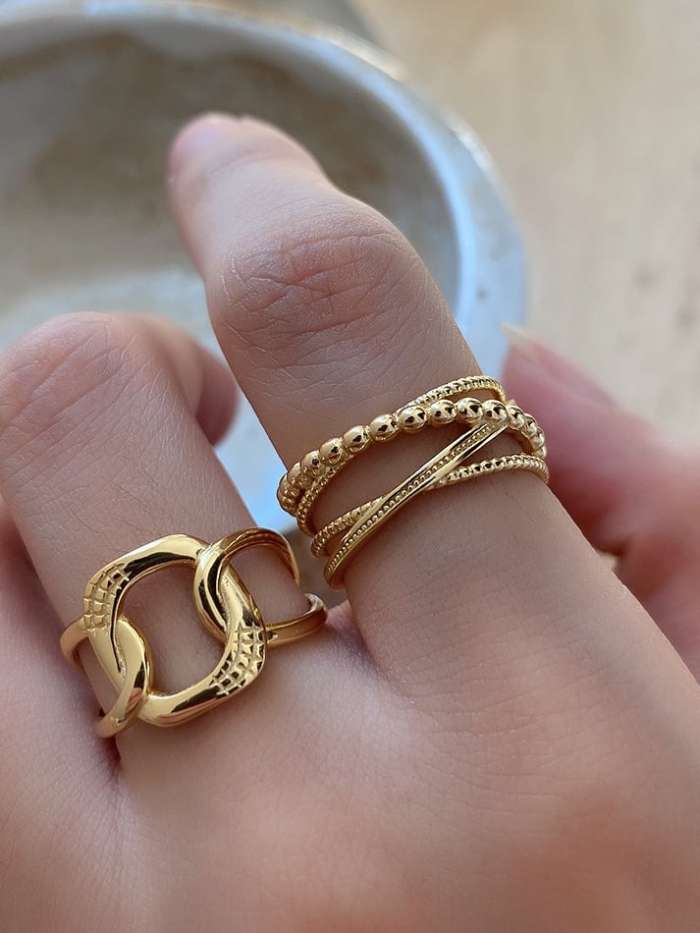 925 Sterling Silver Hollow Geometric Vintage Band Ring