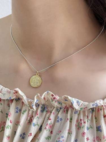 925 Sterling Silver Portrait Ethnic Bead  Chain Necklace