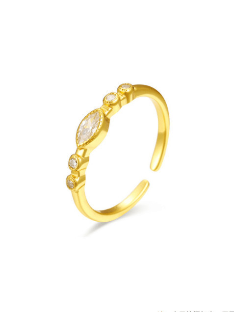 925 Sterling Silver Cubic Zirconia Irregular Minimalist Band Ring