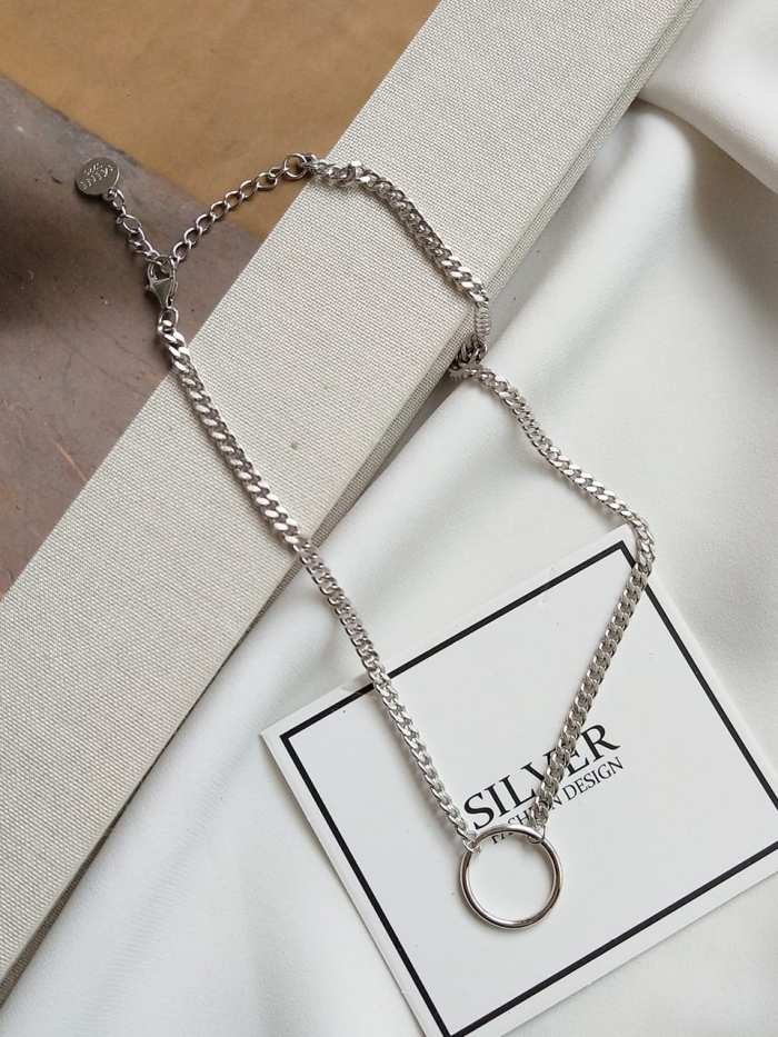 925 Sterling Silver Round Minimalist Choker Chain  Choker Necklace