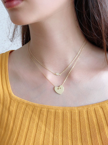 925 Sterling Silver With Gold Plated Simplistic Heart Necklaces