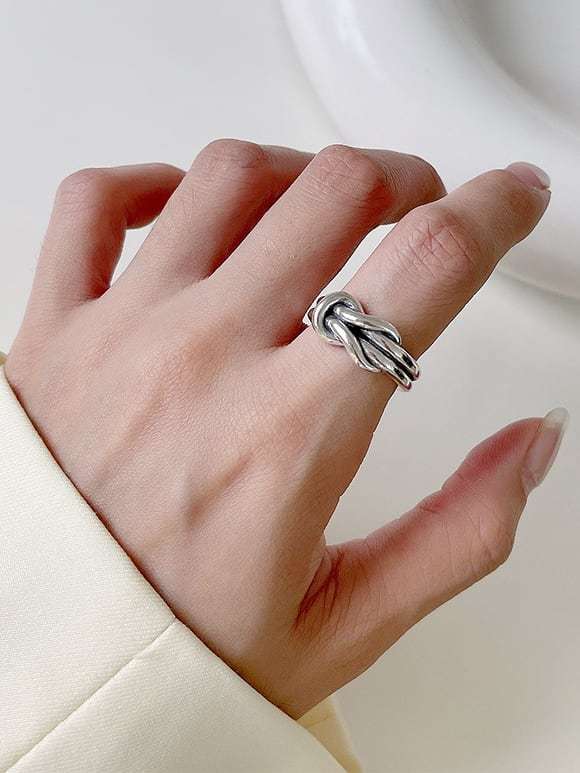 925 Sterling Silver Geometric Vintage Band Ring