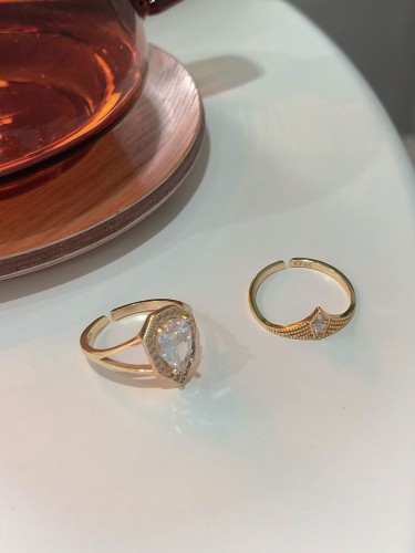 925 Sterling Silver With Gold Plated Personality Irregular Free Size Rings
