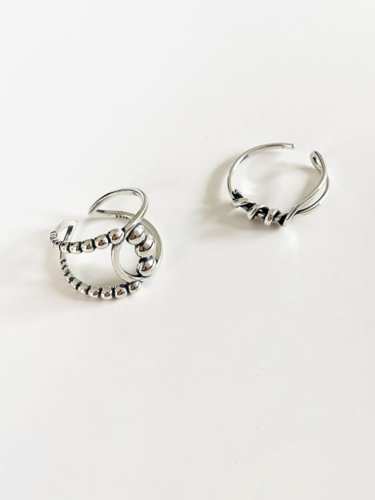 925 Sterling Silver Twist  Irregular Vintage Band Ring
