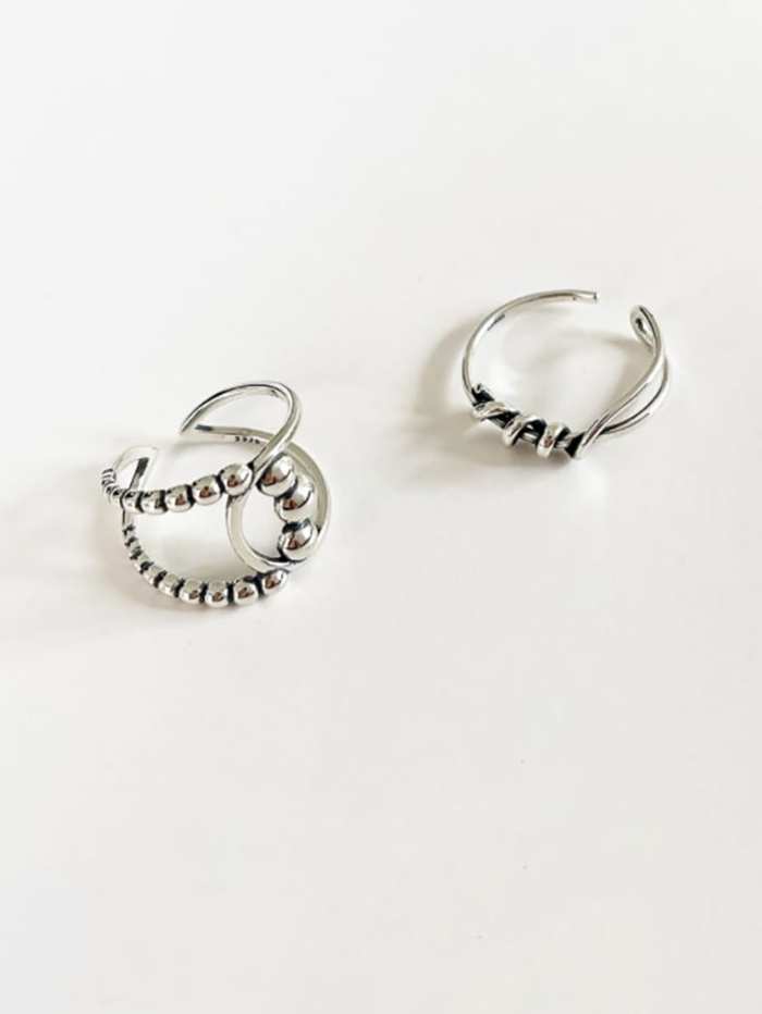 925 Sterling Silver Twist  Irregular Vintage Band Ring