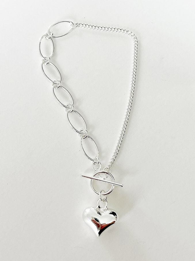 925 Sterling Silver Heart Minimalist Link Bracelet