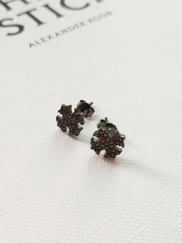Sterling Silver Black Gun plated minimalist cross stitch Earrings