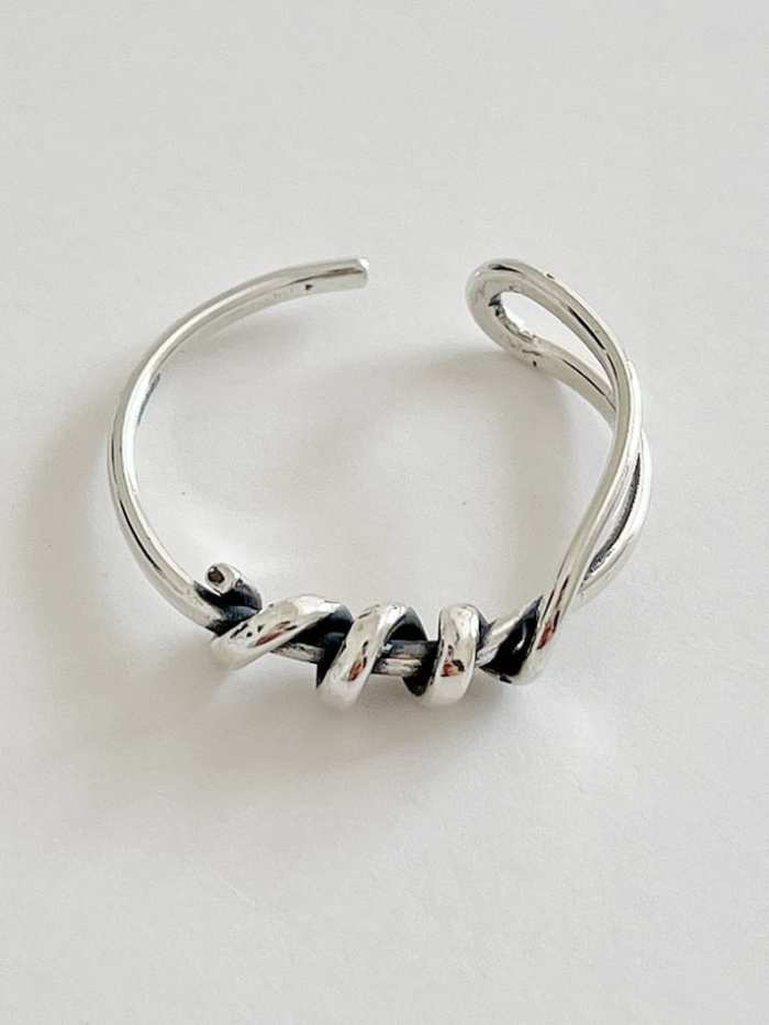 925 Sterling Silver Twist  Irregular Vintage Band Ring