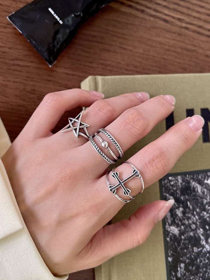 925 Sterling Silver Cross Minimalist Band Ring