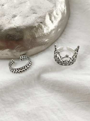 925 Sterling Silver Twist WW  Vintage Free Size Band Ring