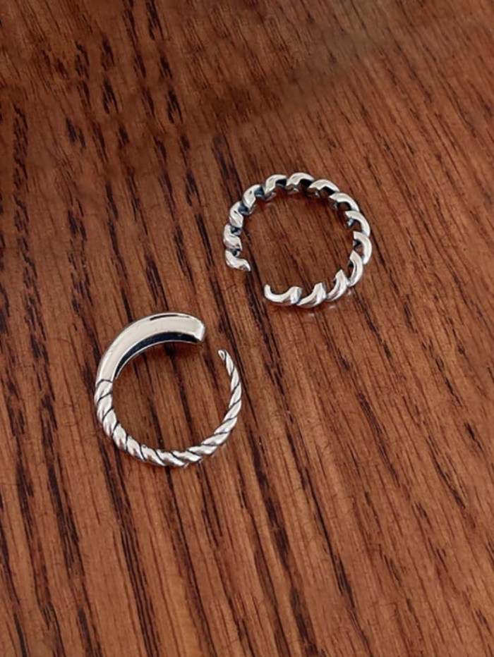 925 Sterling Silver Twist Irregular Vintage Band Ring