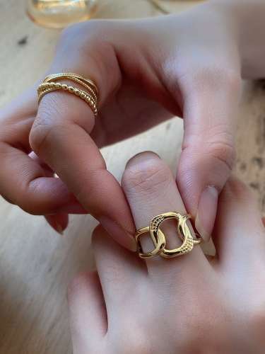 925 Sterling Silver Hollow Geometric Vintage Band Ring
