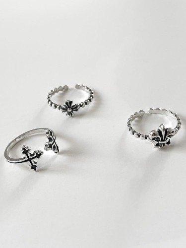 925 Sterling Silver Cross Vintage Band Ring