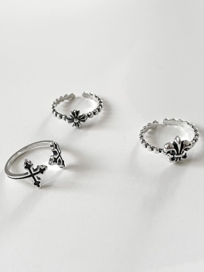 925 Sterling Silver Cross Vintage Band Ring