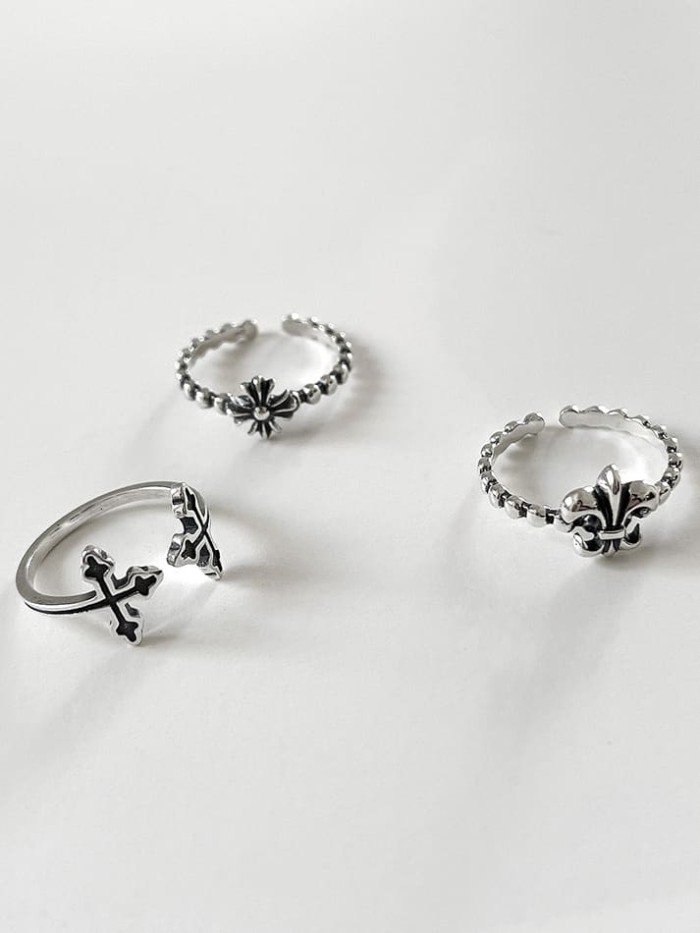 925 Sterling Silver Cross Vintage Band Ring