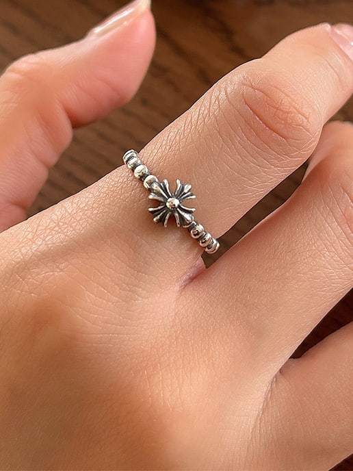 925 Sterling Silver Cross Vintage Band Ring