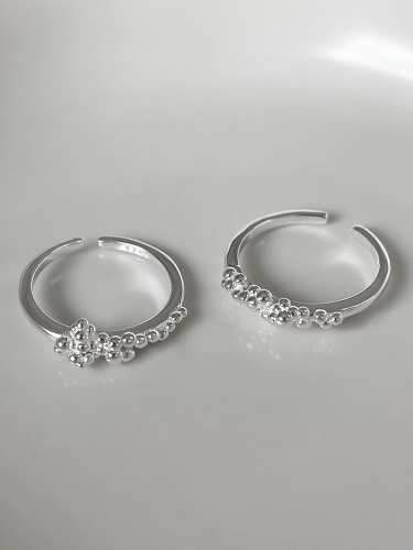 925 Sterling Silver Bead Round Minimalist Band Ring
