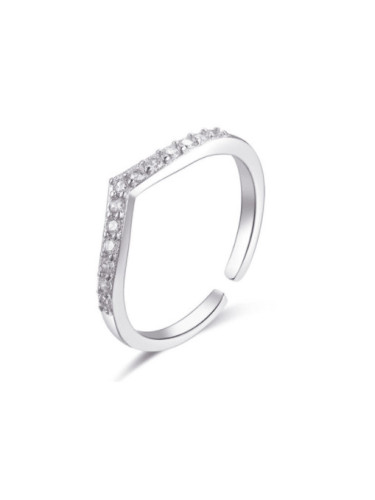 925 Sterling Silver Cubic Zirconia Irregular Minimalist Band Ring