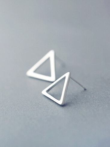 925 Sterling Silver  Hollow Geometric Minimalist Stud Earring