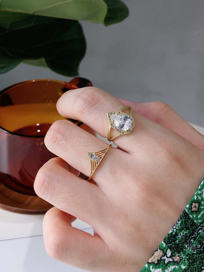 925 Sterling Silver With Gold Plated Personality Irregular Free Size Rings