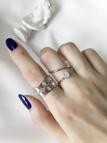 925 Sterling Silver with Cubic Zirconia free size Ring