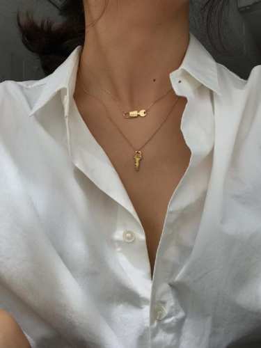 925 Sterling Silver Key-locket Trend Initials Necklace