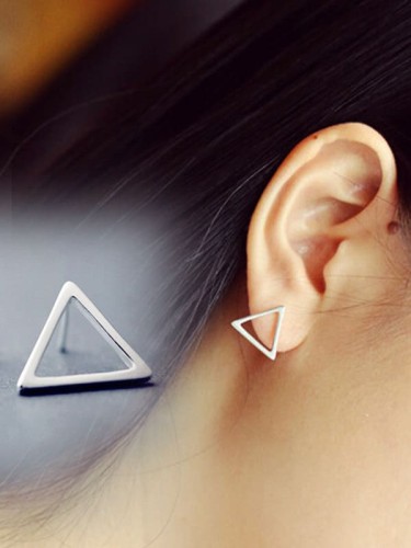 925 Sterling Silver  Hollow Geometric Minimalist Stud Earring