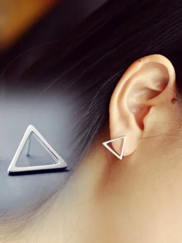 925 Sterling Silver  Hollow Geometric Minimalist Stud Earring