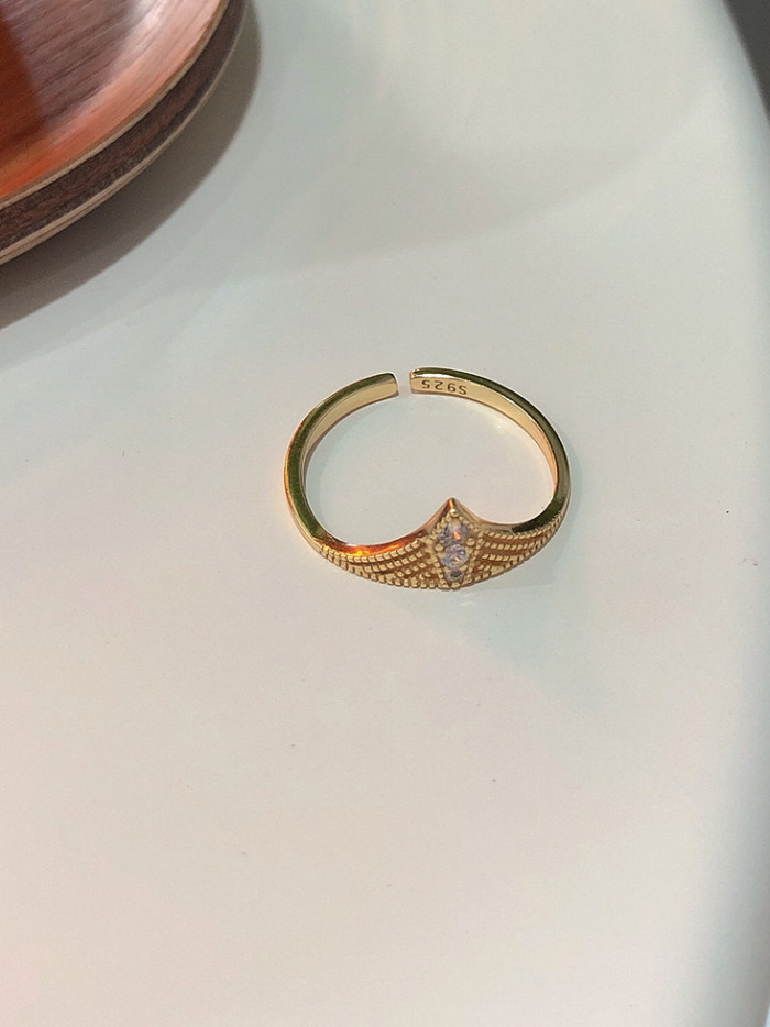 925 Sterling Silver With Gold Plated Personality Irregular Free Size Rings