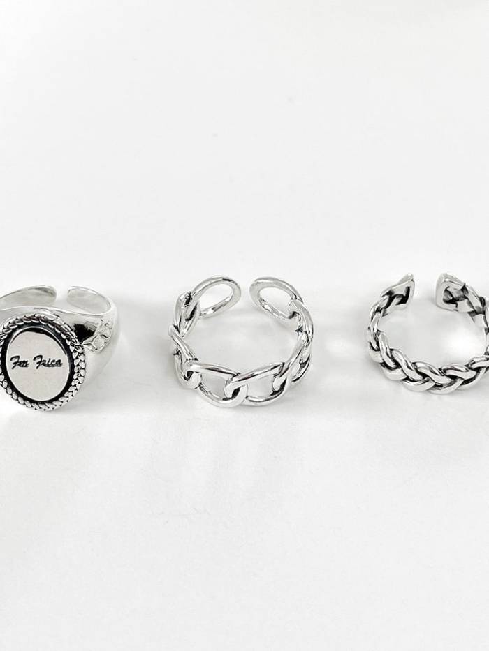 925 Sterling Silver Hollow Irregular Vintage Band Ring