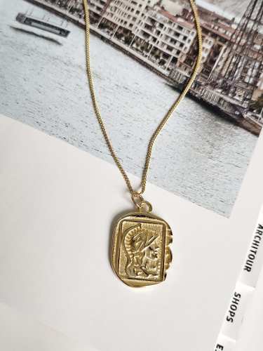925 Sterling Silver Face Artisan Initials Necklace