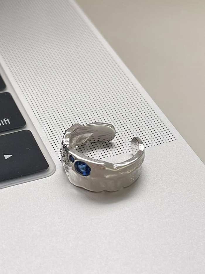 925 Sterling Silver Glass Stone Special Shaped Vintage Band Ring