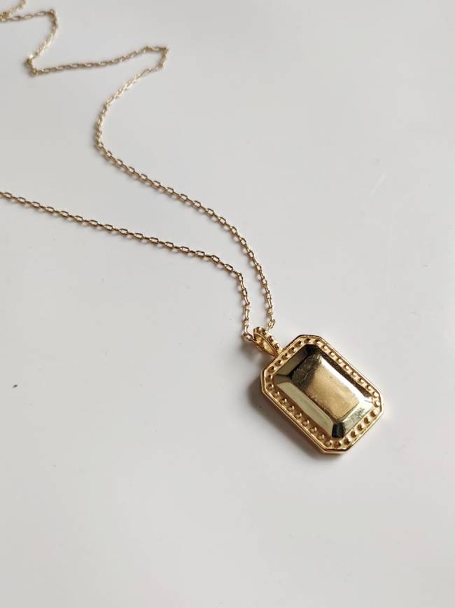 925 Sterling Silver Simple glossy geometric pendant  Necklace