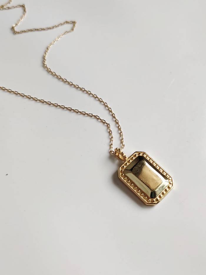 925 Sterling Silver Simple glossy geometric pendant  Necklace