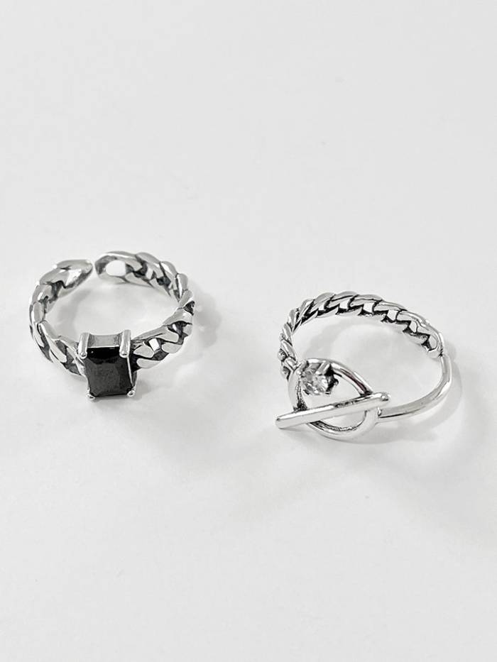 925 Sterling Silver  Hollow Irregular Vintage Band Ring
